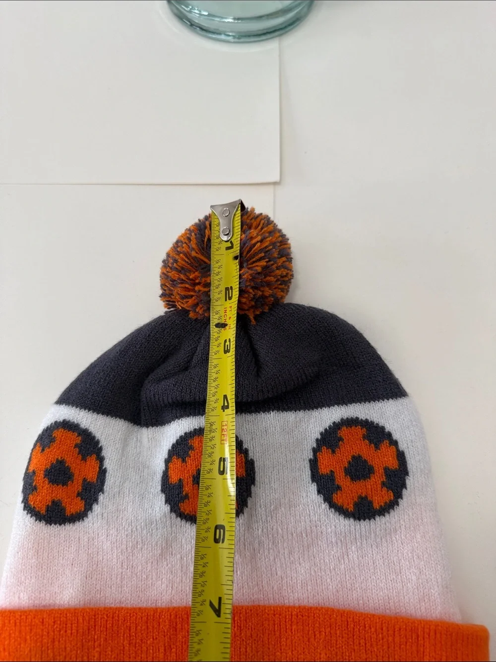 Soccer Shots Kids Orange & White Pom Knit Beanie